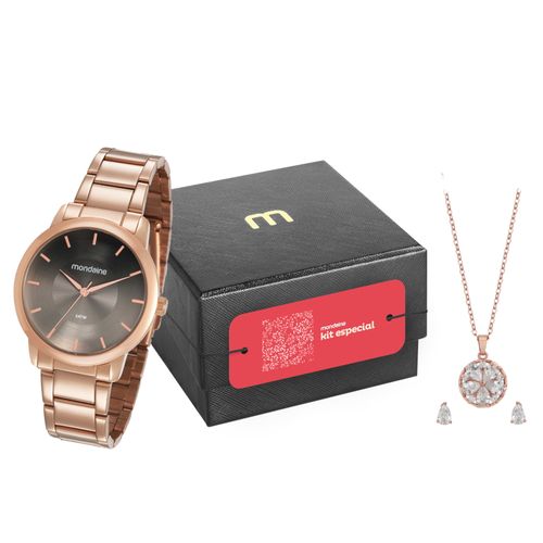 Kit Especial Relógio Feminino Minimalista Preto Rosê