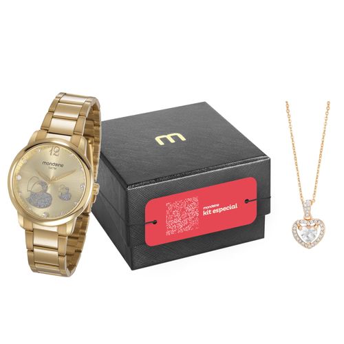 Kit Especial Relógio Feminino Minimalista Coração Dourado