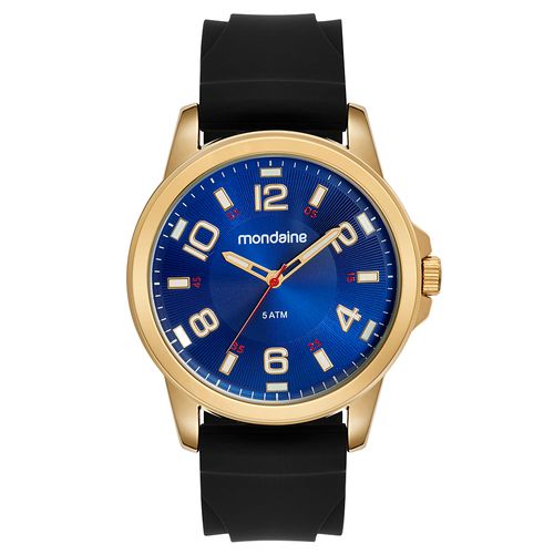 Relógio Masculino Silicone Azul Dourado