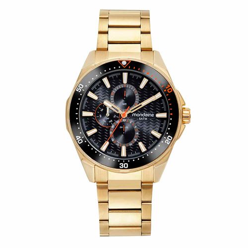 Relógio Masculino Multifunção Casual Dourado