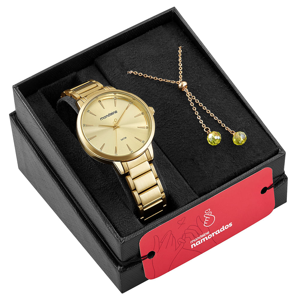 Relógio Feminino Dourado Cravejado Com Pedras Coloridas Mondaine  99095LPMVDE1 - Relógio Feminino Dourado Cravejado Com Pedras Coloridas  Mondaine 99095LPMVDE1 - MONDAINE