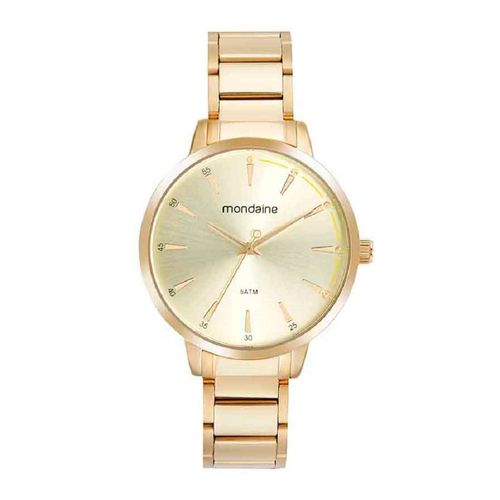 Kit Relógio Feminino com Colar Com Pedras Dourado