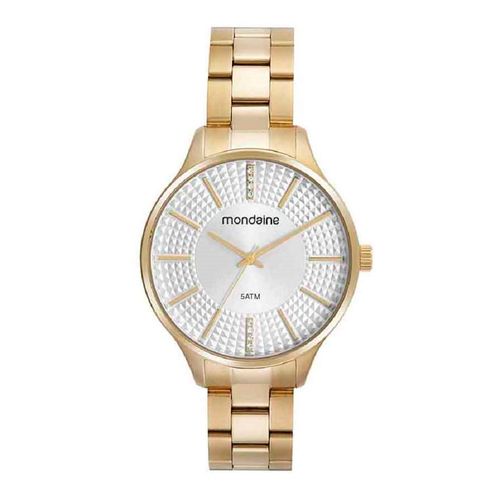 Kit Relógio Feminino Cristais Com Colar Coração Dourado
