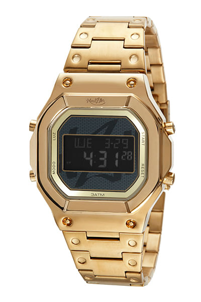 Relógio Masculino Quadrado Digital Dourado