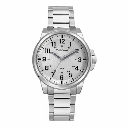 Kit Relógio Masculino com Pulseira Aço Prata