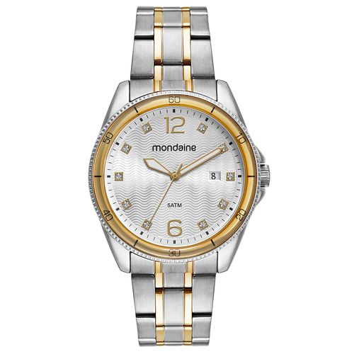 Relógio Feminino Casual Cristais Bicolor