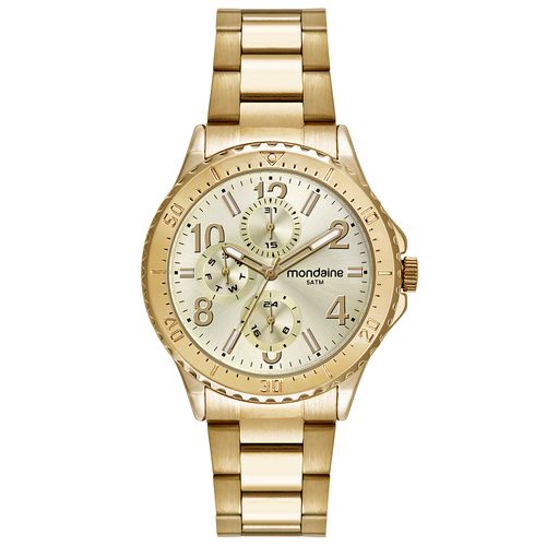 Relógio Feminino Multifunção Marcadores Luminosos Dourado