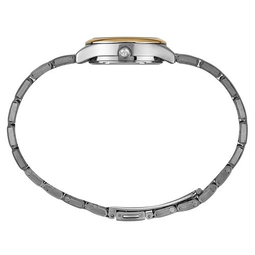 Relógio Feminino Clássico Cristais Prata e Dourado