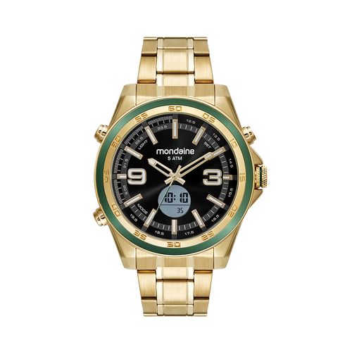 Relógio Masculino Anadigi Esportivo Dourado