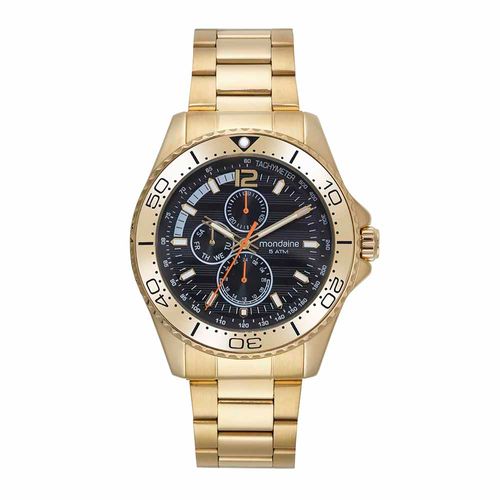 Relógio Masculino Multifunção Esportivo Dourado