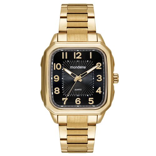 Relógio Masculino Quadrado Minimalista Dourado