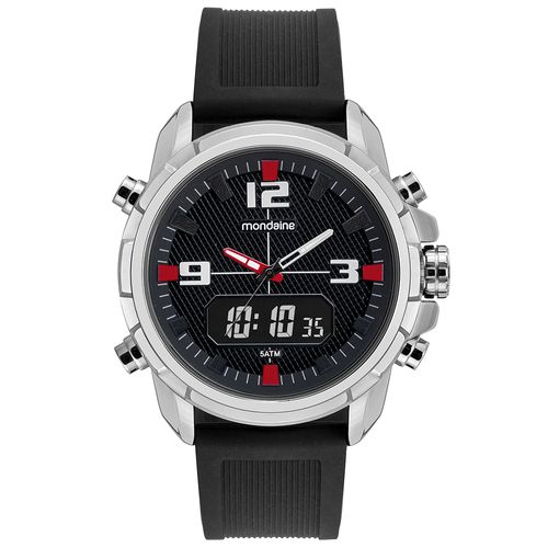 Relógio Masculino Anadigi Silicone Prata