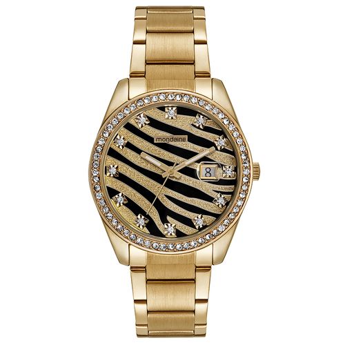 Relógio Feminino Glitter e Cristais Dourado
