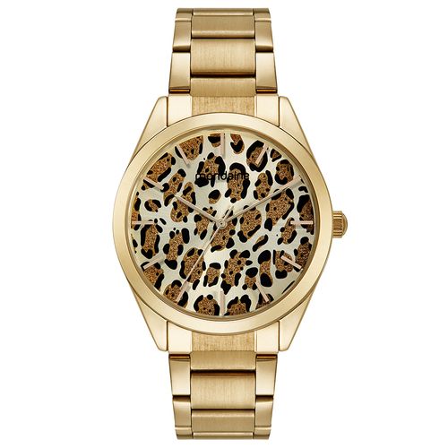 Relógio Feminino Glitter Animal Print Dourado