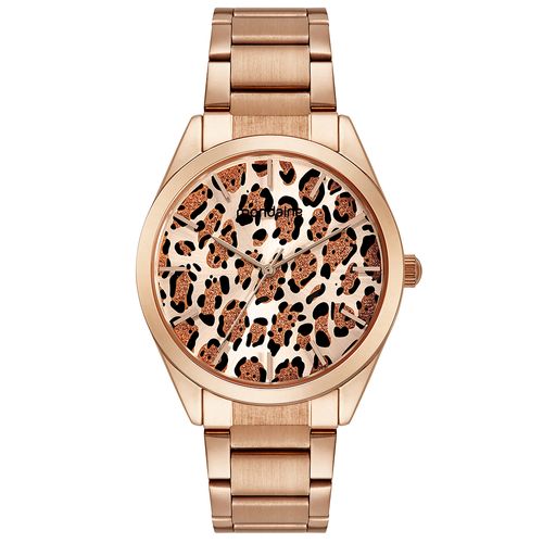 Relógio Feminino Glitter Animal Print Rosé