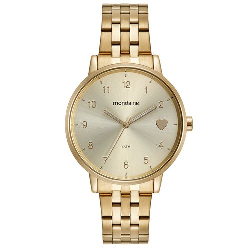 Kit Relógio Feminino Coração Dourado Com Semijoias