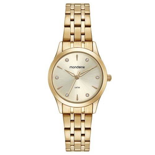 Kit Relógio Feminino Clássico Dourado Com Semijoias