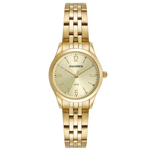 Kit Relógio Feminino Clássico Dourado Com Semijoias