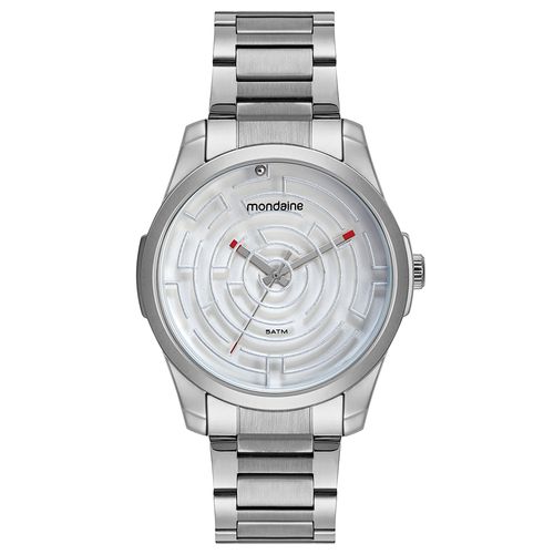 Relógio Masculino Visor Labirinto Prata