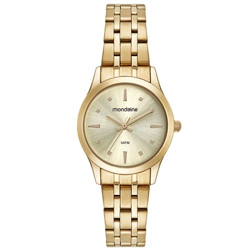 Kit Relógio Feminino Clássico Dourado com Semijoias