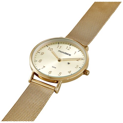 Relógio Feminino Malha de Aço Dourado