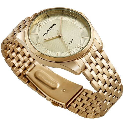Relógio Feminino Casual Visor Texturizado Dourado