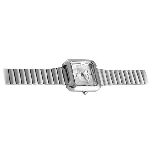 Relógio Feminino Quadrado Vidro Facetado Prata