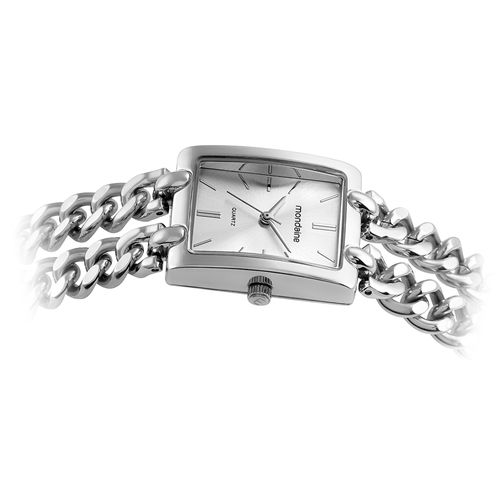 Relógio Feminino Quadrado Corrente Prata