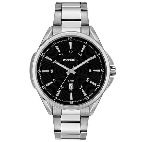 Relógio Masculino Social Com Calendário Prata