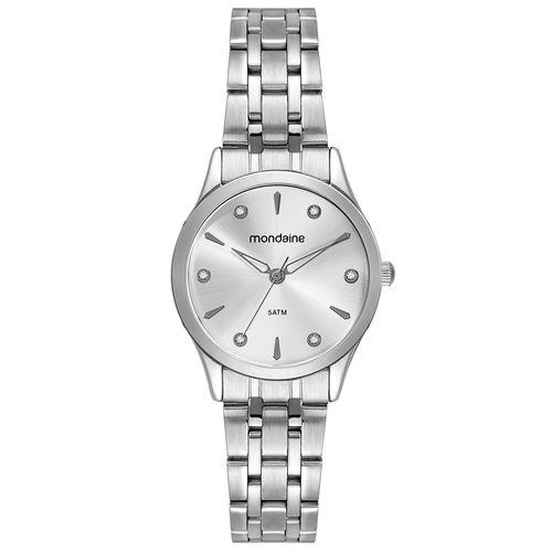 Kit Relógio Feminino Cristais Prata Com Semijoias