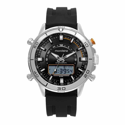 Relógio Masculino Anadigi Esportivo Prata