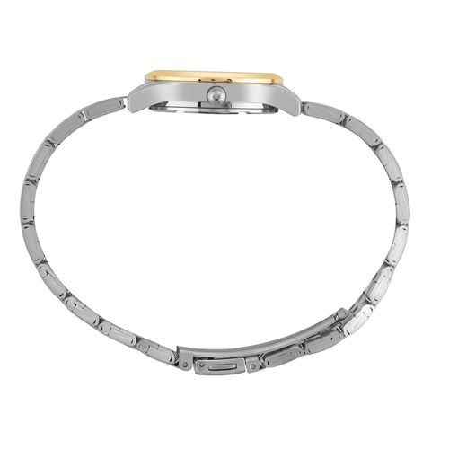 Relógio Feminino Clássico Com Cristais Bicolor