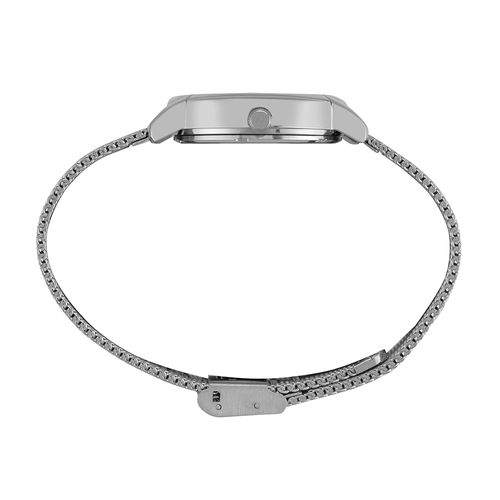 Relógio Feminino Malha de Aço Cristais Prata