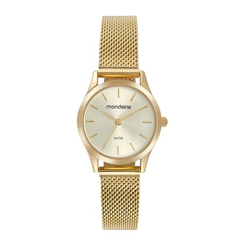 Kit Relógio Feminino Malha de Aço Dourado com Pulseira
