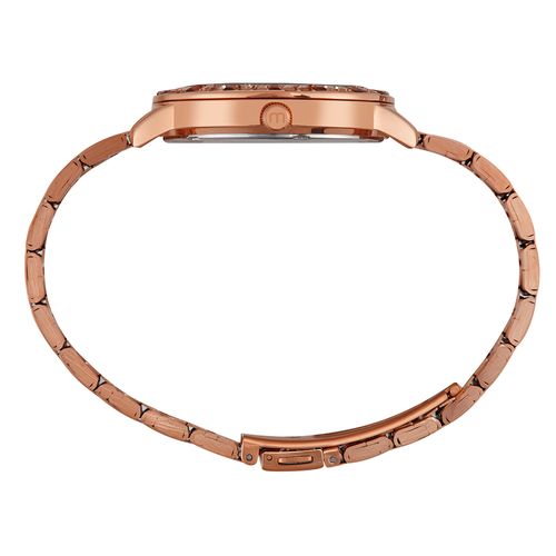 Relógio Feminino Cristais Baguete Rosé