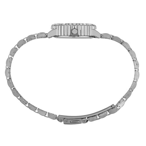 Relógio Feminino Clássico Cristais Prata