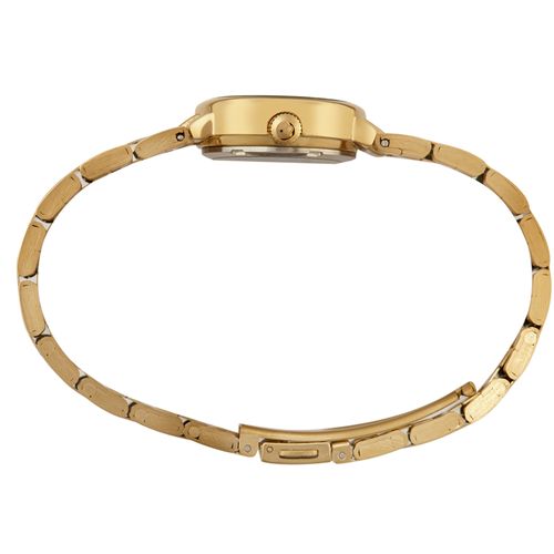 Relógio Feminino Cristais Visor Texturizado Dourado