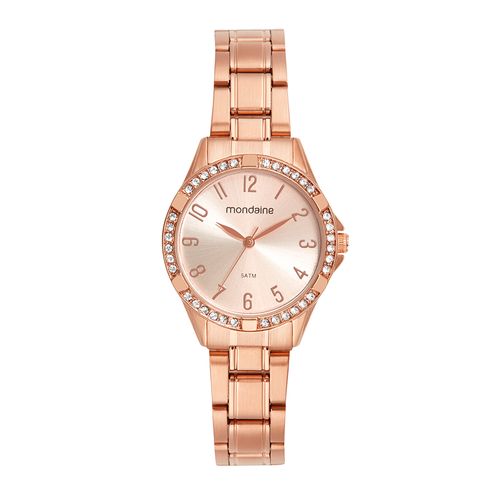 Relógio Feminino Cristais Rose Gold