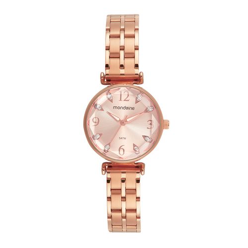 Relógio Feminino Cristais Vidro Facetado Rosé