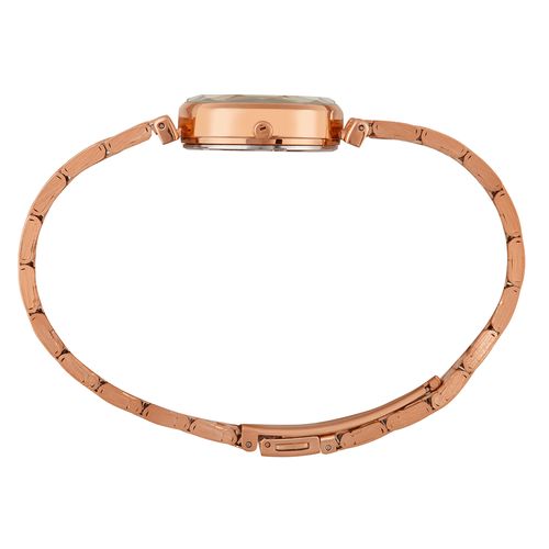 Relógio Feminino Cristais Vidro Facetado Rosé