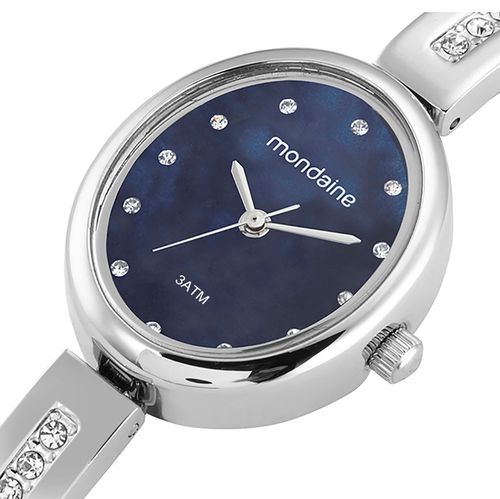 Relógio Feminino Oval Madrepérola Prata