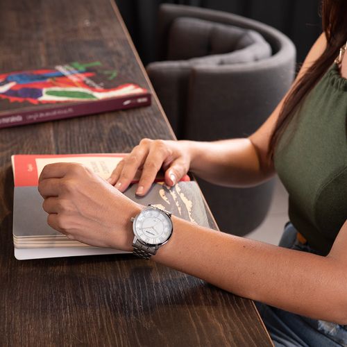 Relógio Feminino Madrepérola Prata