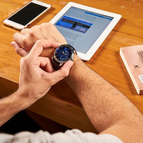 Kit Relógio Masculino Casual Prata com Cantil