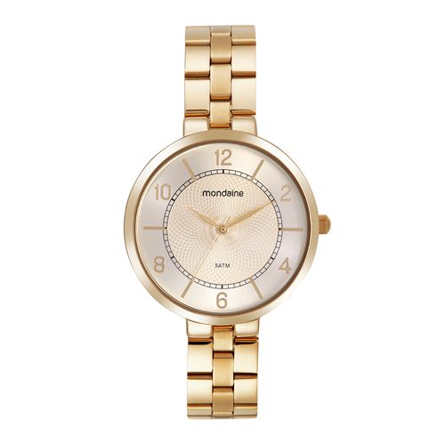 Relógio Feminino Visor Texturizado Dourado