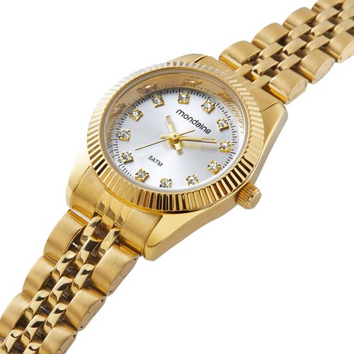 Relógio Feminino Catraca Serrilhada Dourado