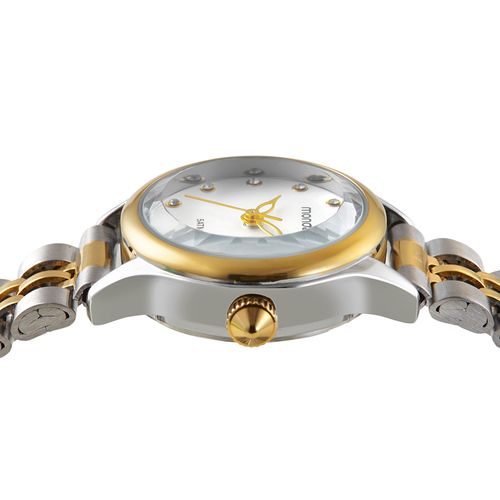 Relógio Feminino Vidro Facetado Bicolor