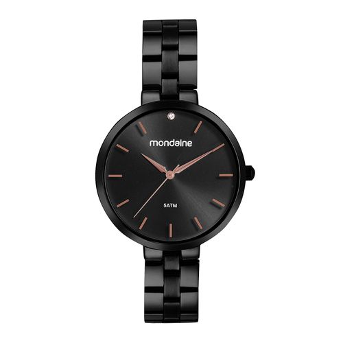 Relógio Feminino Minimalista Cristal Preto