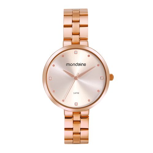 Relógio Feminino Minimalista Cristais Rosé