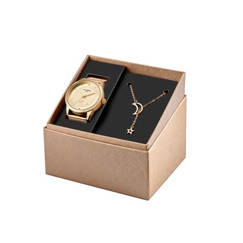 Kit Relógio Feminino Casual Estrela Dourado
