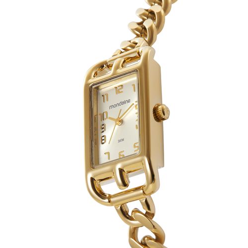 Relógio Feminino Quadrado Corrente Dourado